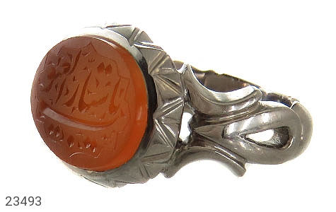 انگشتر نقره عقیق یمنی نارنجی یا ستارالعیوب مردانه دست ساز [یا ستار العیوب] - 23493